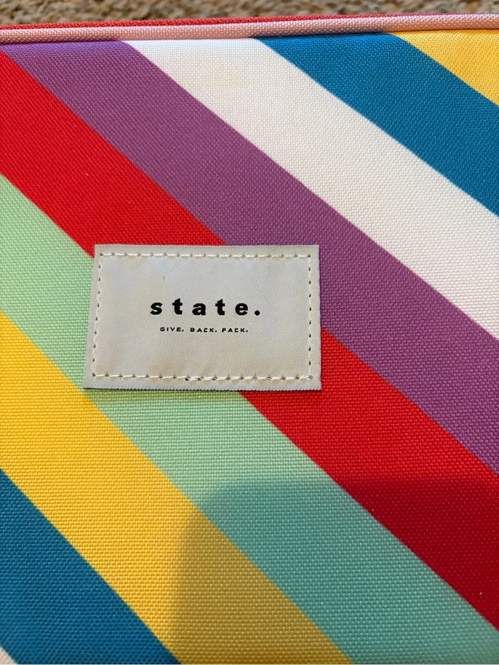 STATE Multicolor Diagonal Stripe Travel Pouch